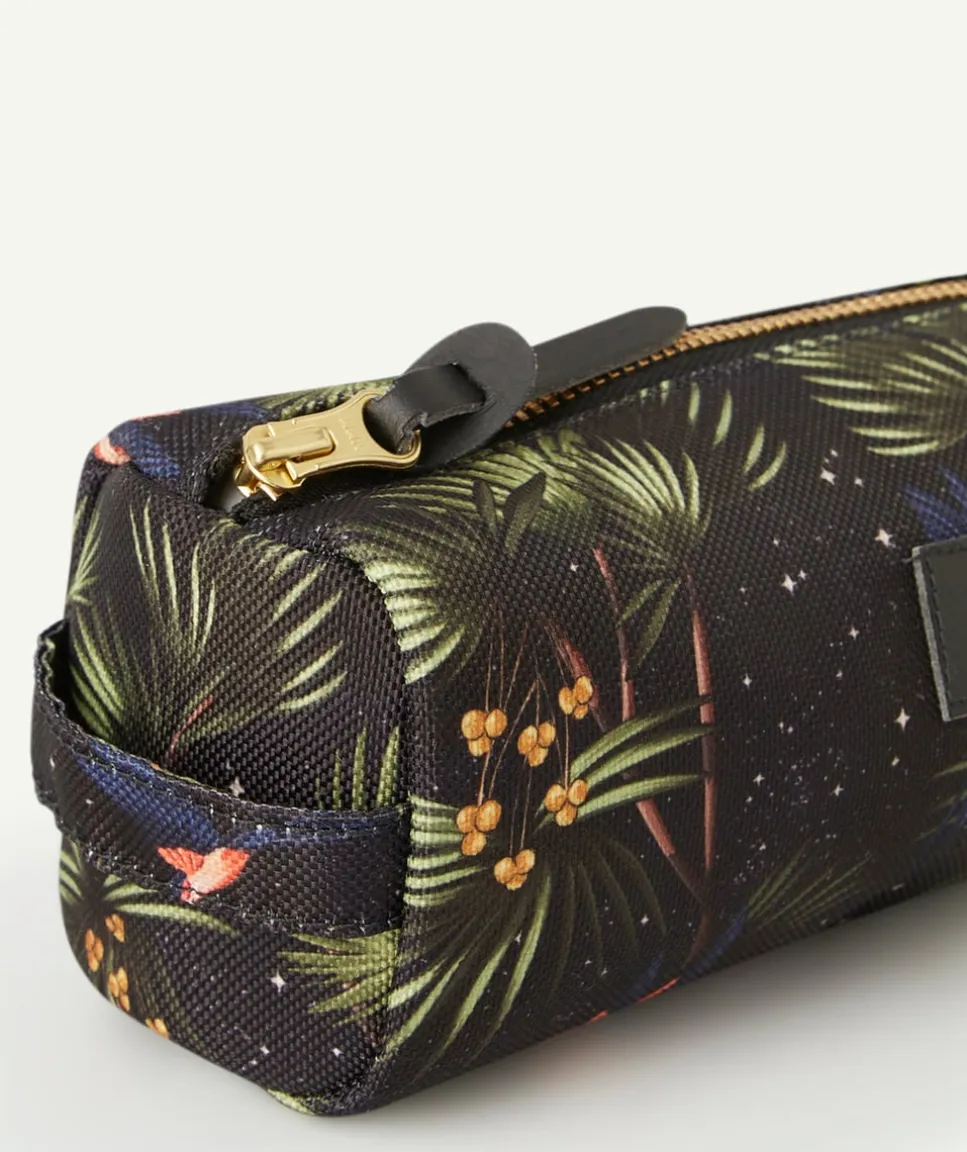 Trousse en fibres recyclées et imprimée tropical 21 x 7 x 7 cm