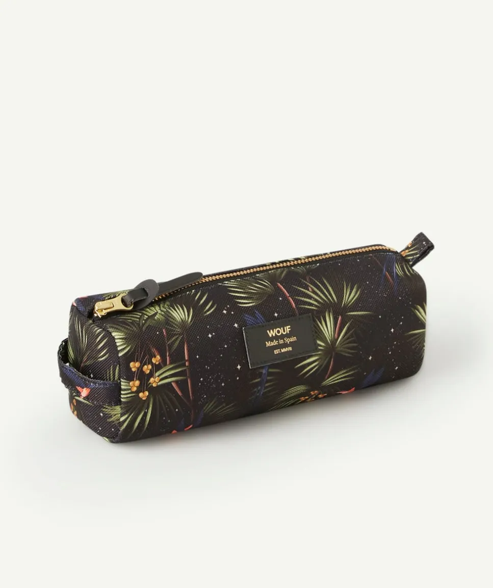 Trousse en fibres recyclées et imprimée tropical 21 x 7 x 7 cm