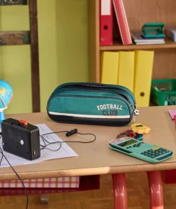 Trousse garçon football verte double compartiment