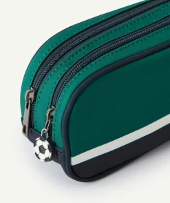 Trousse garçon football verte double compartiment