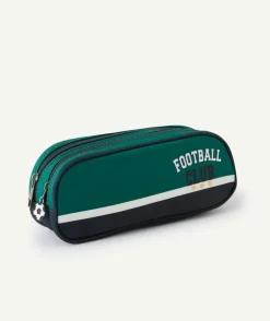 Trousse garçon football verte double compartiment