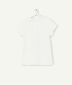 T-shirt bébé fille blanc en coton bio avec animation