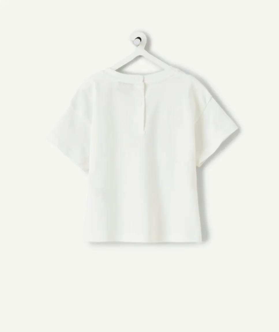 T-shirt bébé fille blanc foot imprimé cœur