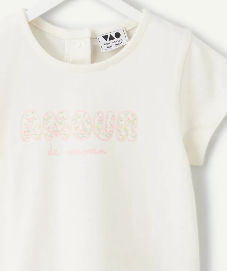 T-shirt bébé fille blanc imprimé