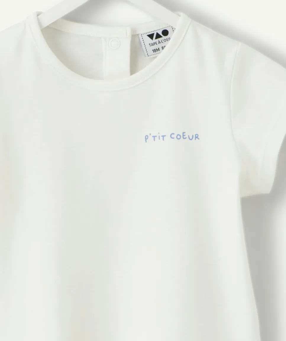 T-shirt bébé fille blanc imprimé