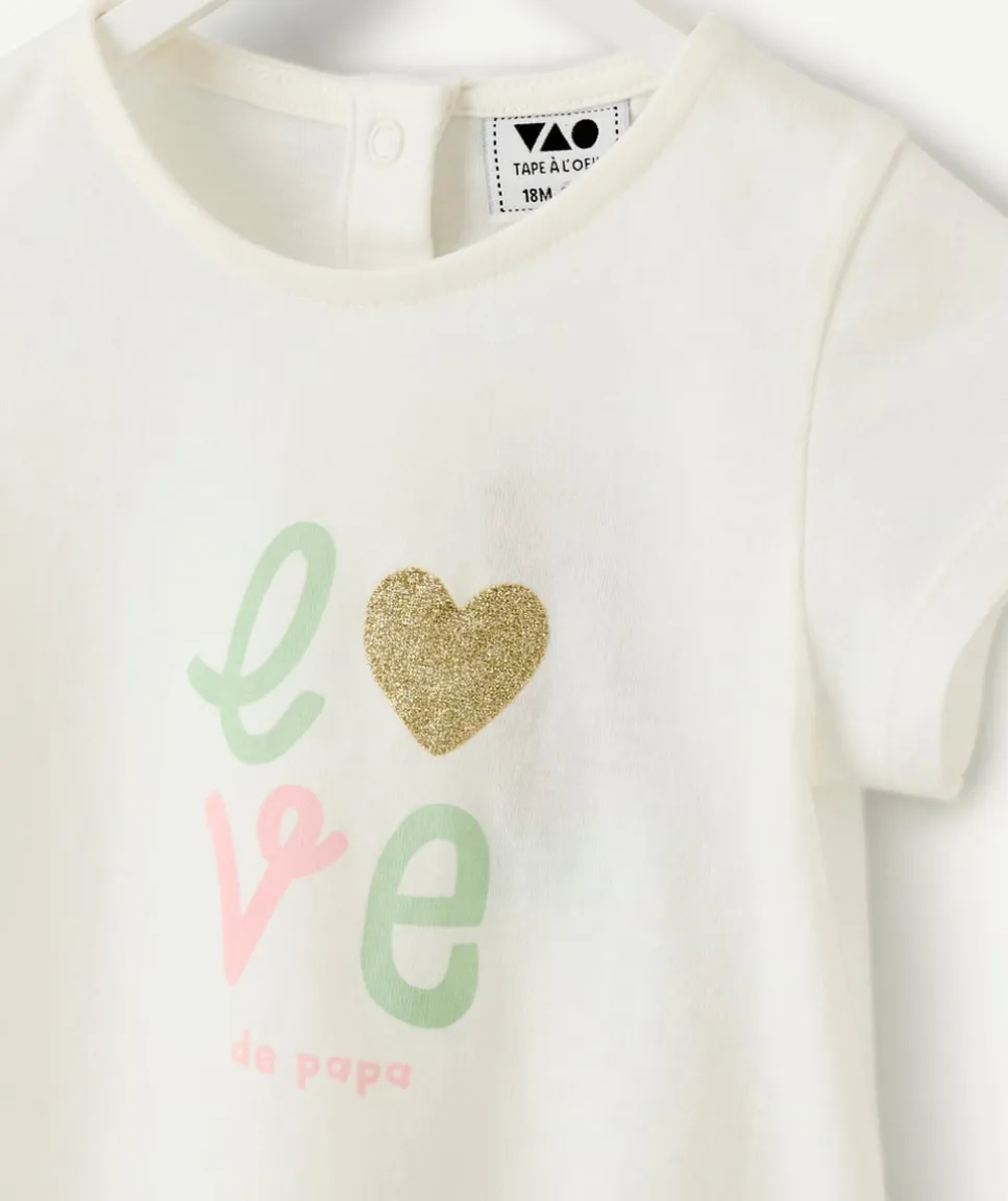 T-shirt bébé fille blanc imprimé