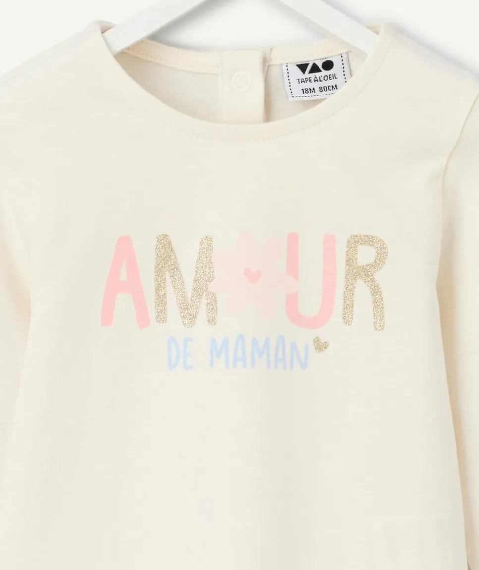 T-shirt bébé fille blanc imprimé amour