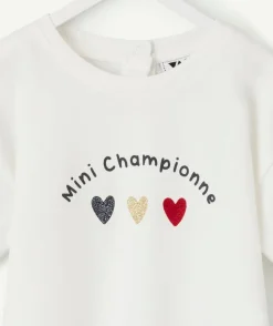 T-shirt bébé fille blanc imprimé foot