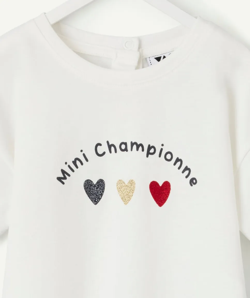 T-shirt bébé fille blanc imprimé foot