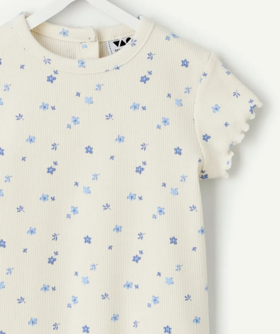 T-shirt bébé fille blanc imprimé fleuri