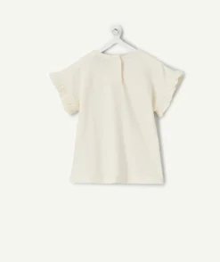 T-shirt bébé fille blanc imprimé tropical