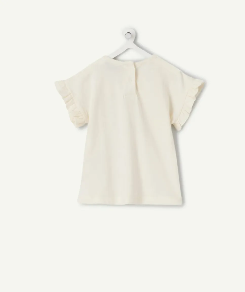T-shirt bébé fille blanc imprimé tropical