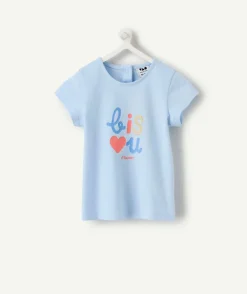 T-shirt bébé fille bleu imprimé