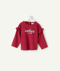 T-shirt bébé fille bordeaux imprimé message