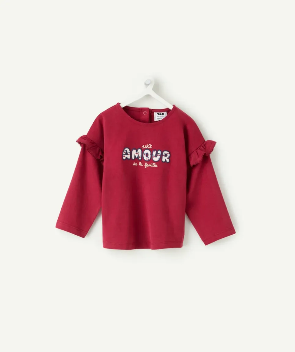 T-shirt bébé fille bordeaux imprimé message