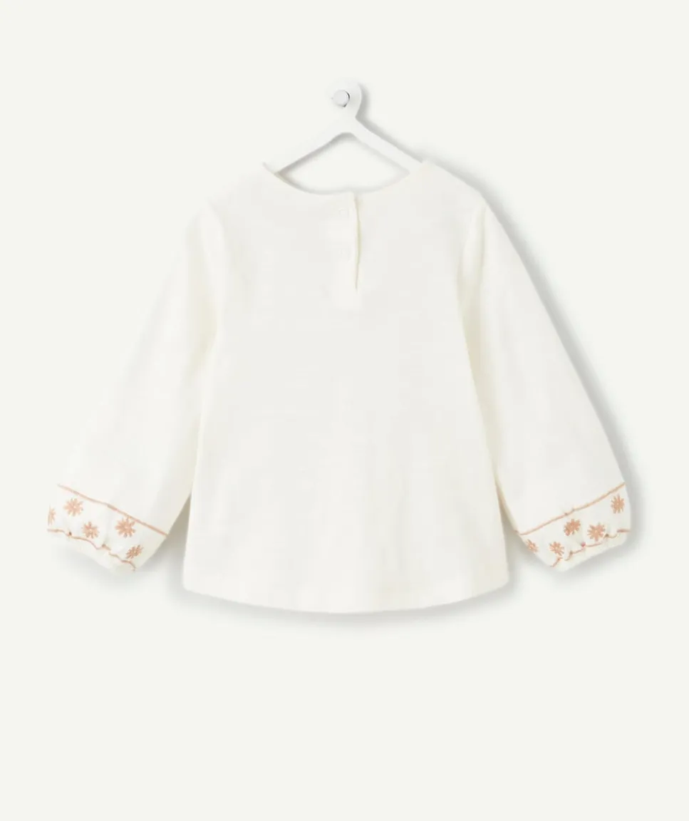 T-shirt bébé fille broderie blanche
