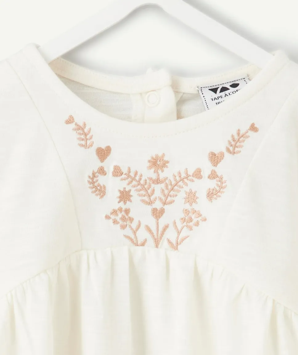 T-shirt bébé fille broderie blanche