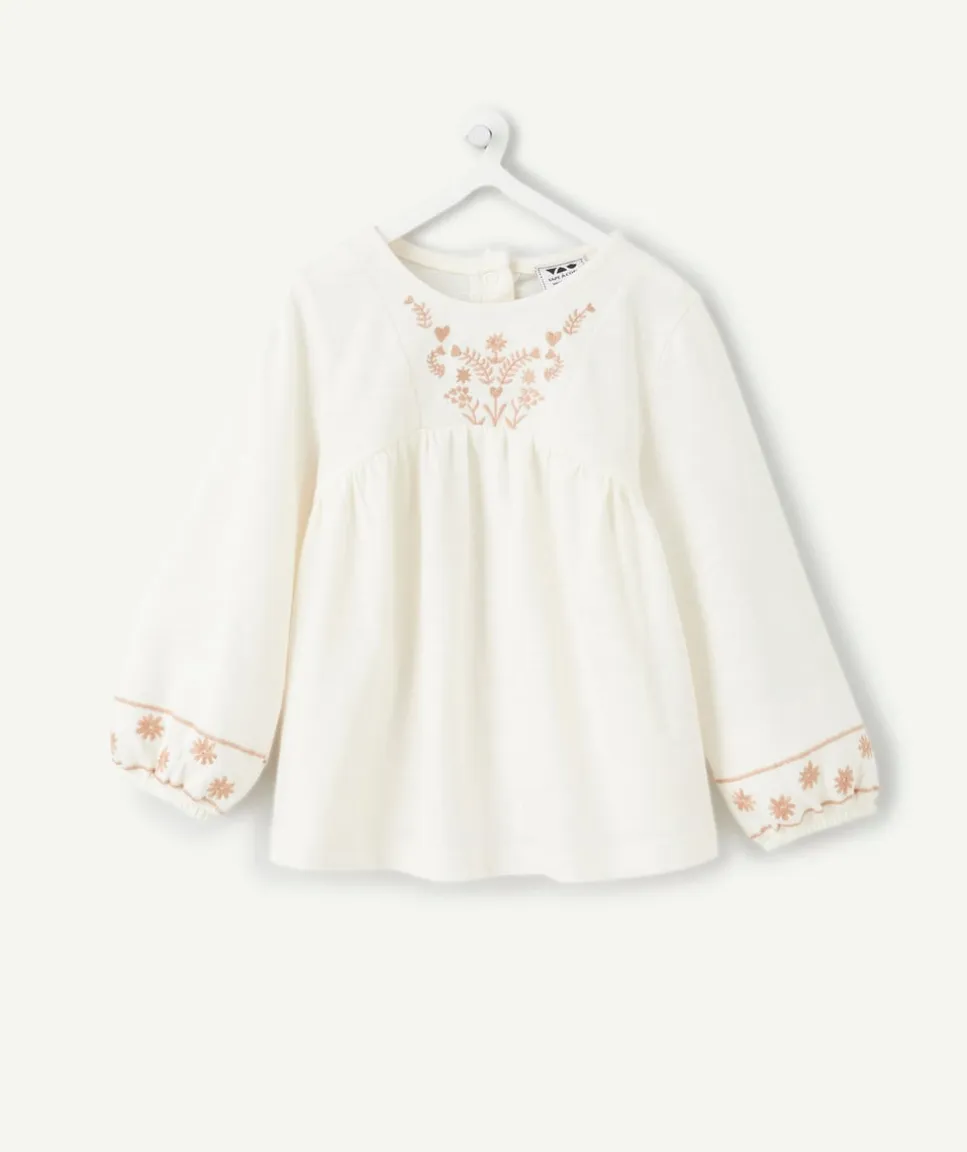 T-shirt bébé fille broderie blanche