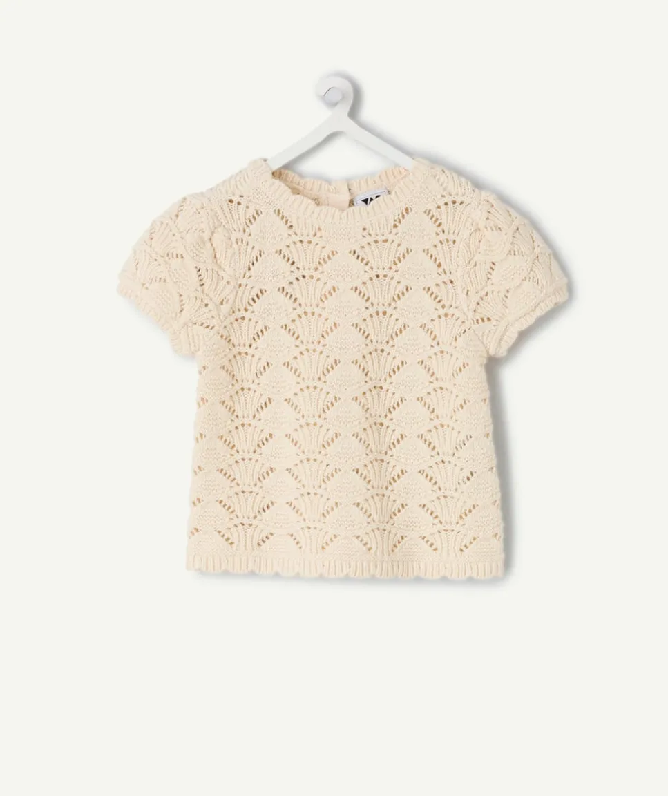 T-shirt bébé fille écru crochet