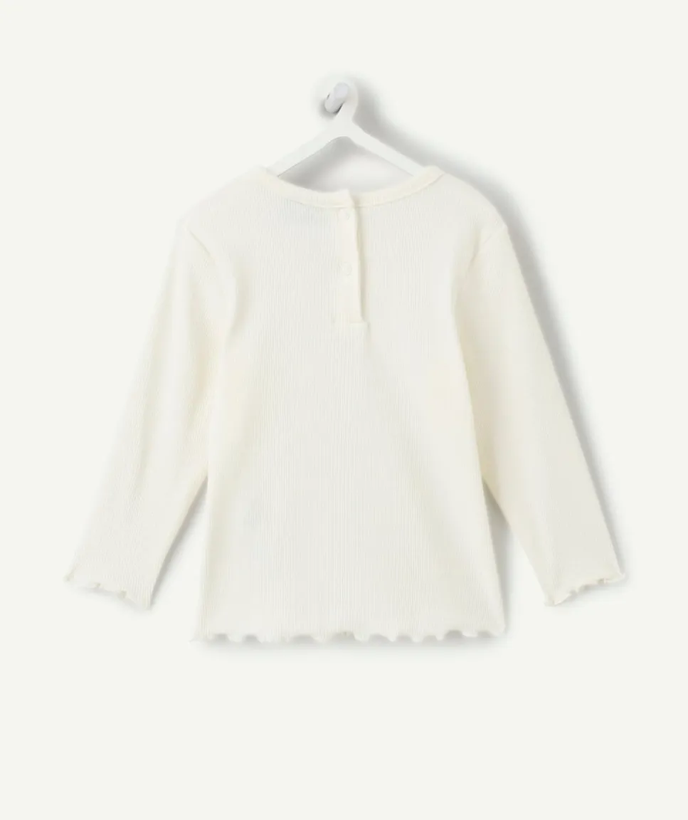 T-shirt bébé fille écru cœur brodé