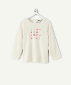 T-shirt bébé fille écru imprimé fleurs