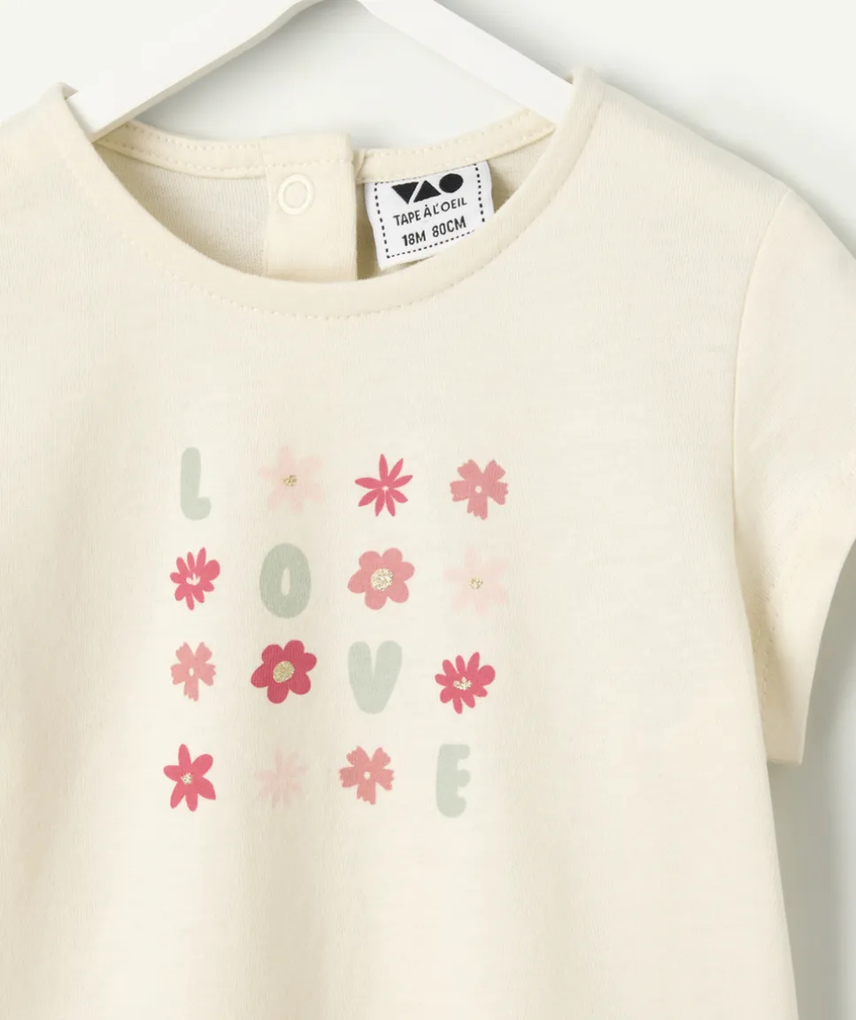 T-shirt bébé fille écru imprimé love