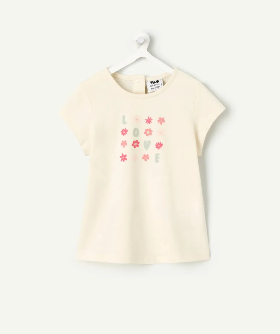 T-shirt bébé fille écru imprimé love