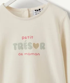 T-shirt bébé fille écru imprimé message