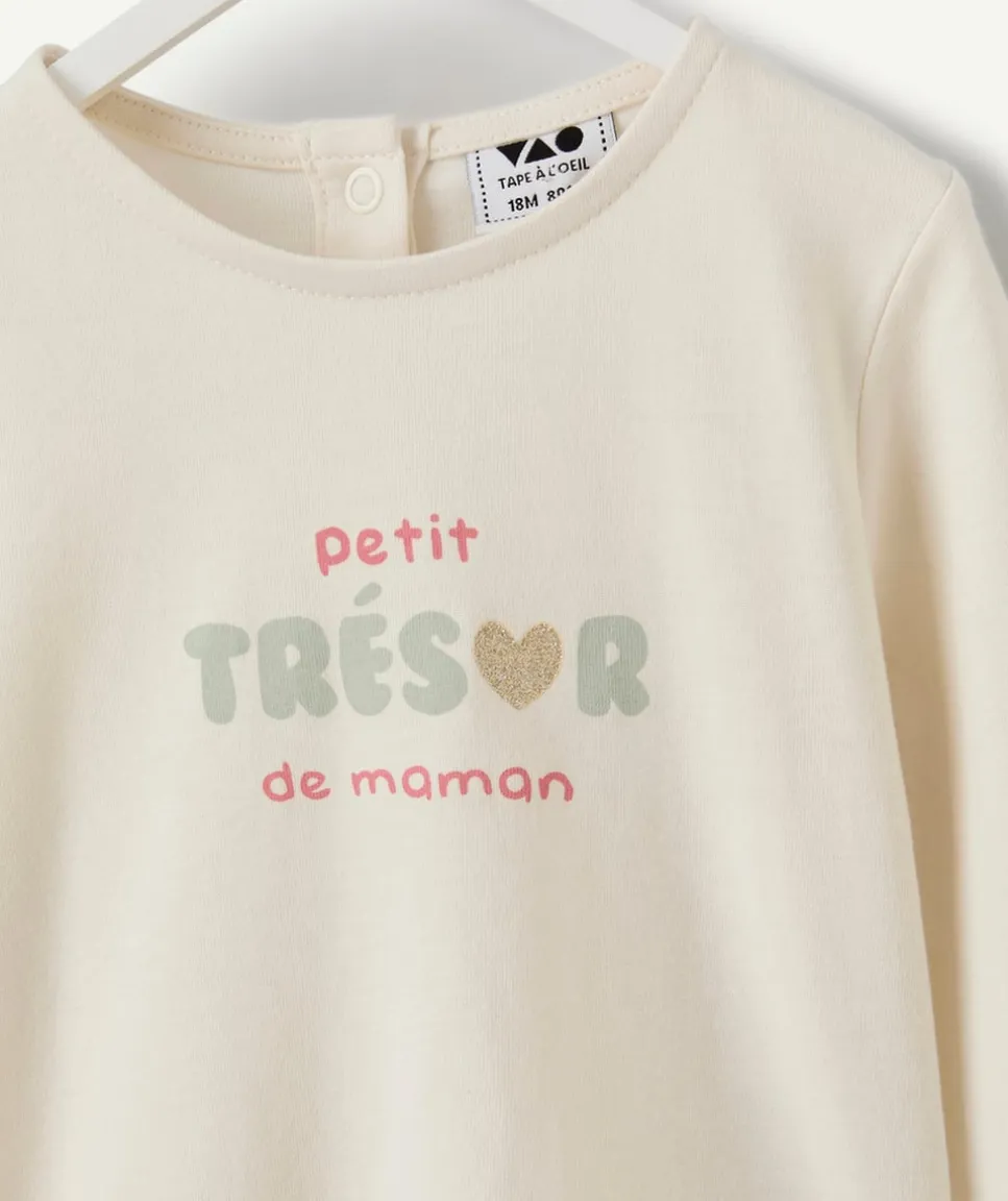 T-shirt bébé fille écru imprimé message