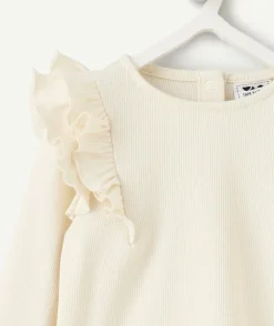 T-shirt bébé fille écru volanté