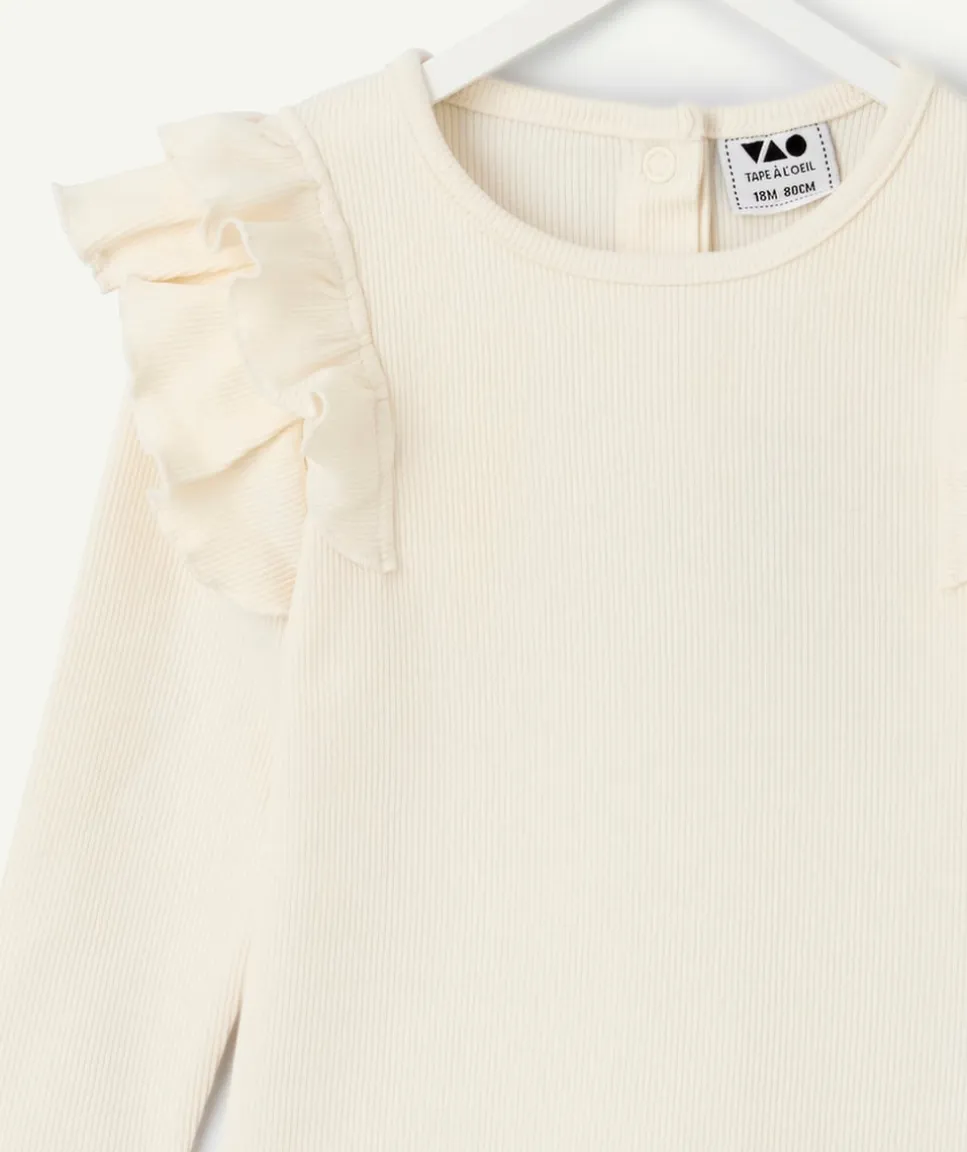 T-shirt bébé fille écru à volants