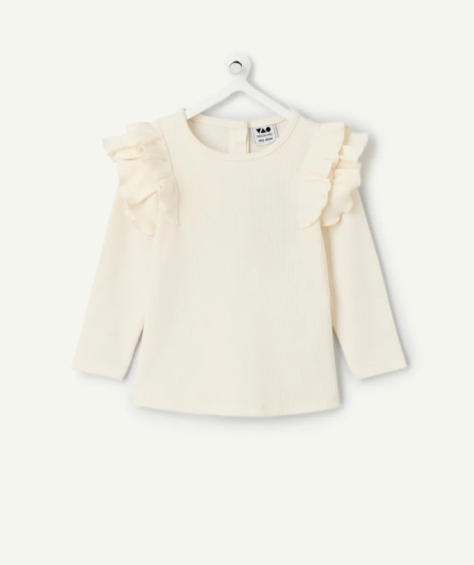 T-shirt bébé fille écru à volants