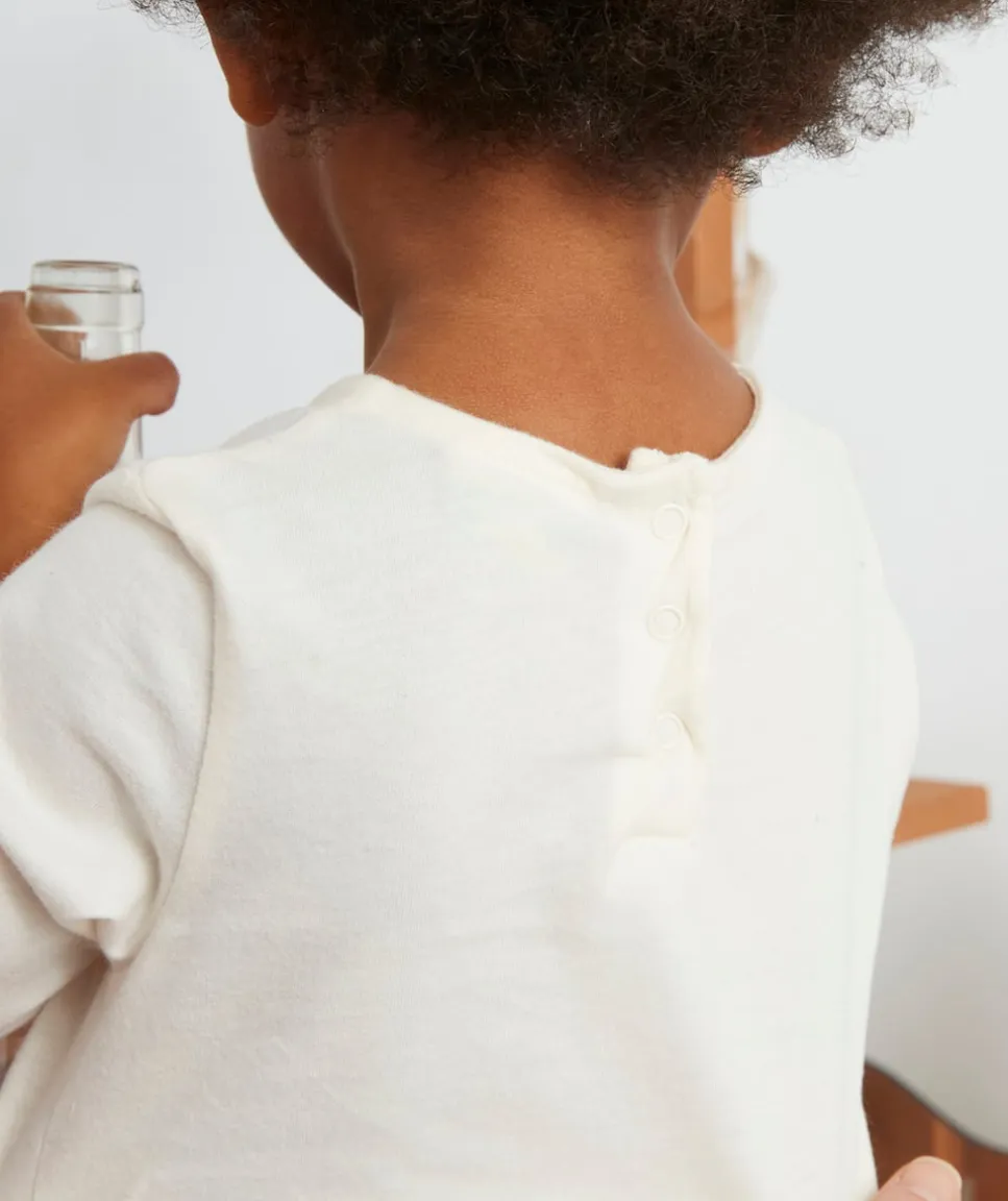 T-shirt bébé fille en coton bio avec messagelove et fleur relief