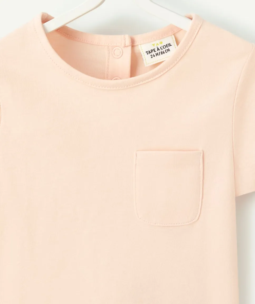 T-shirt bébé fille en coton bio rose pâle