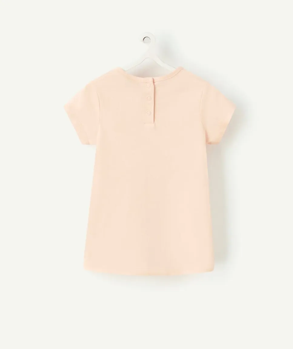 T-shirt bébé fille en coton bio rose pâle
