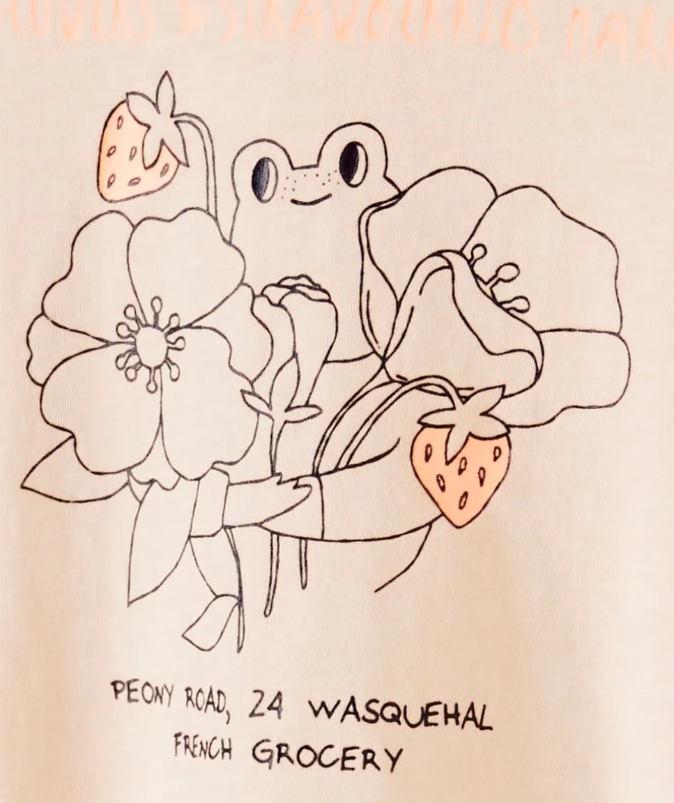 T-shirt bébé fille en teinture végétale orange avec animation