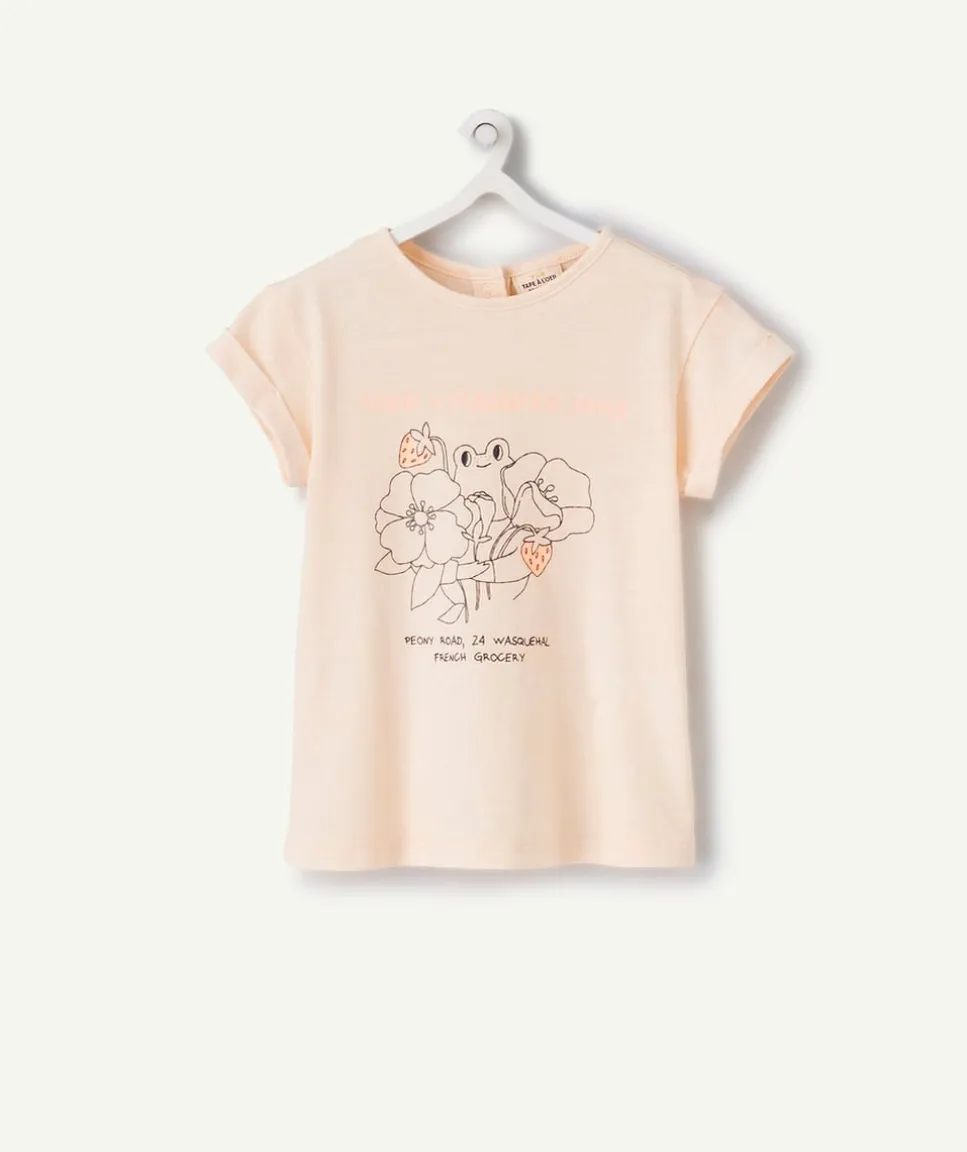 T-shirt bébé fille en teinture végétale orange avec animation