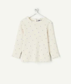 T-shirt bébé fille imprimé écru imprimé cœurs