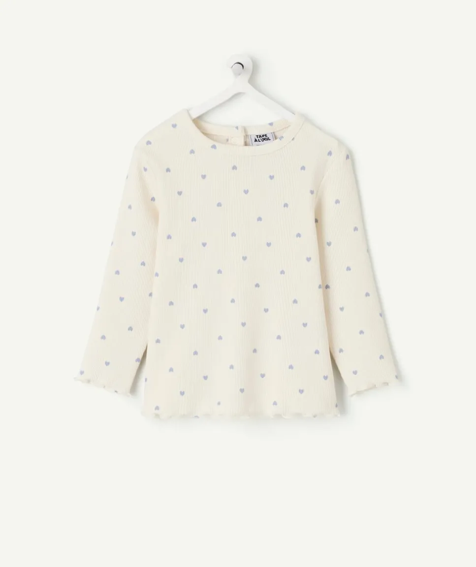T-shirt bébé fille imprimé écru imprimé cœurs