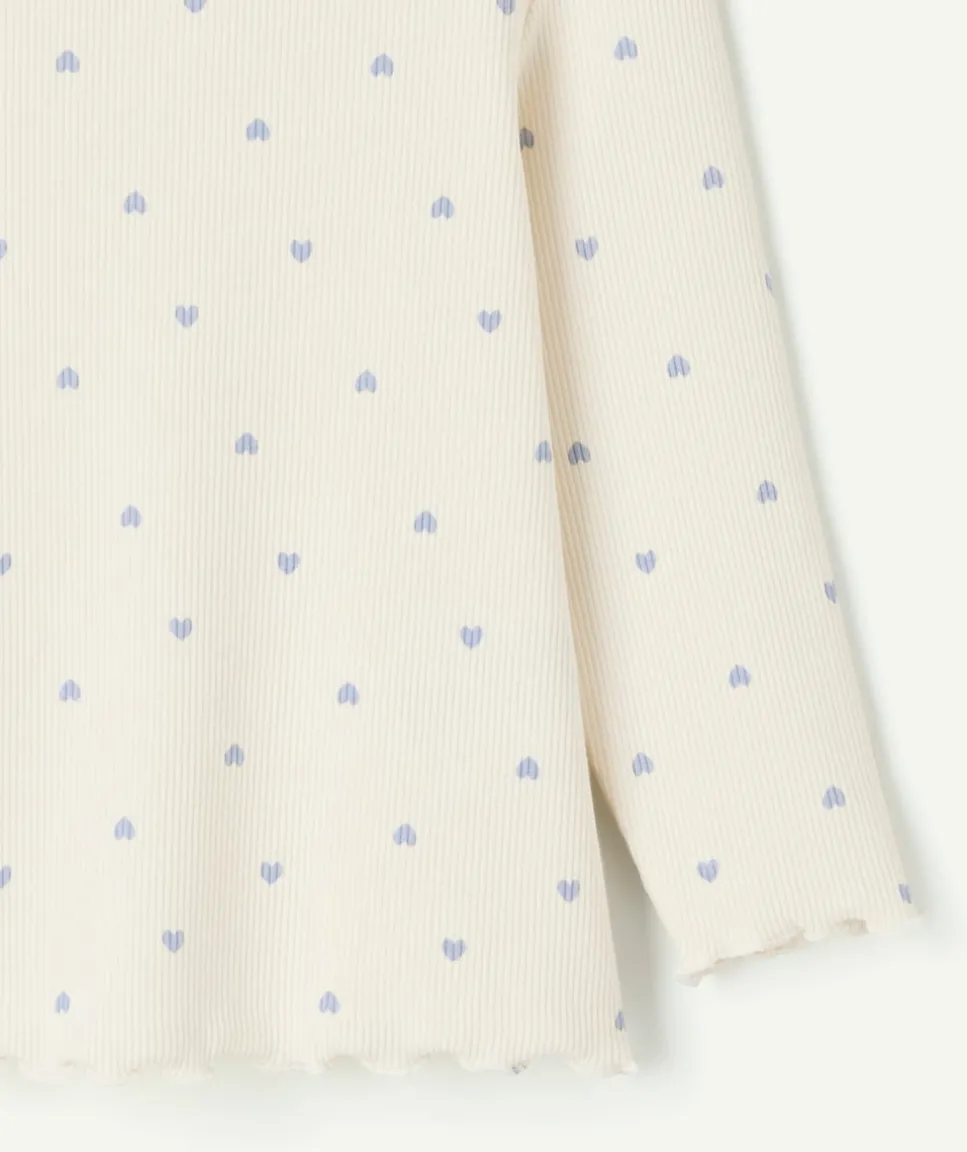 T-shirt bébé fille imprimé écru imprimé cœurs