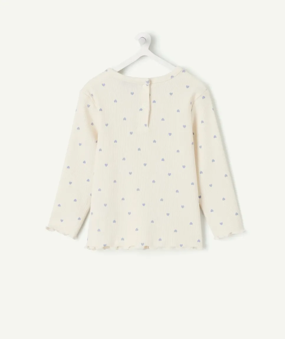 T-shirt bébé fille imprimé écru imprimé cœurs