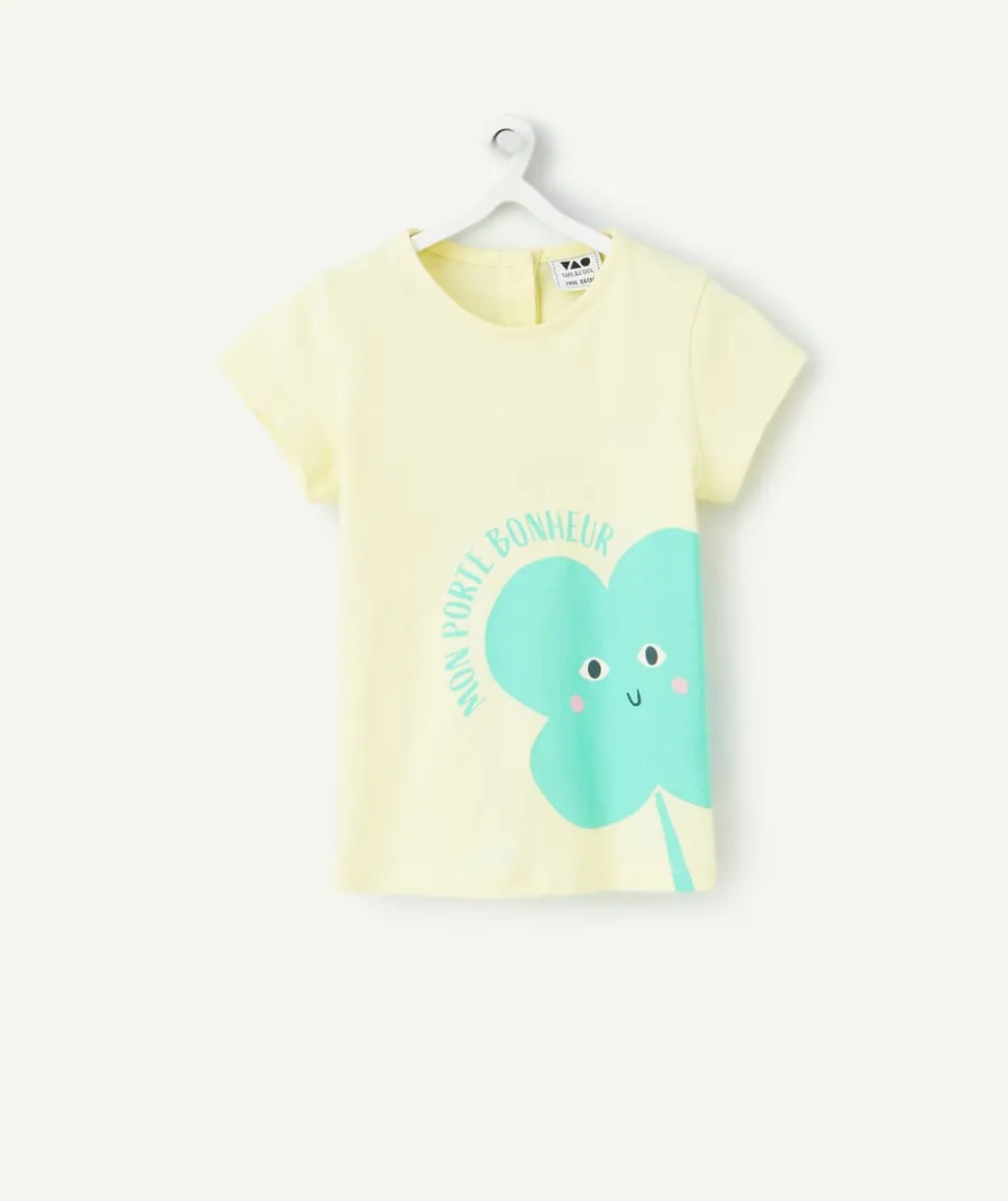 T-shirt bébé fille jaune avec motif fleur