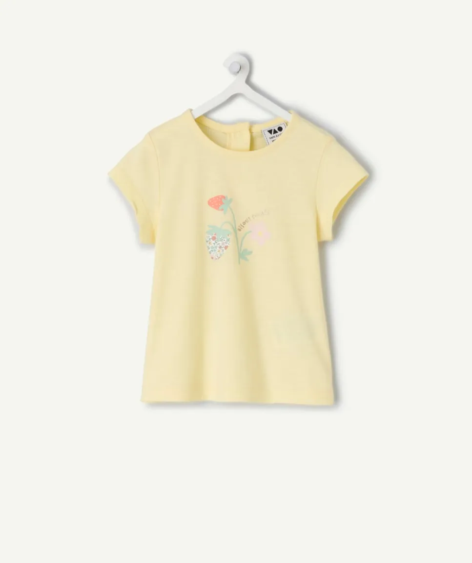 T-shirt bébé fille jaune imprimé