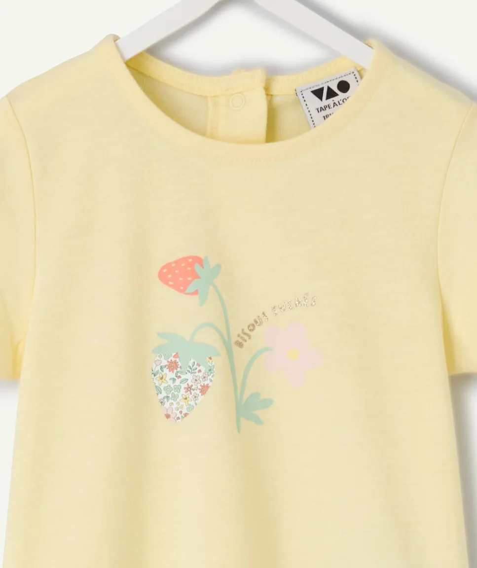 T-shirt bébé fille jaune imprimé