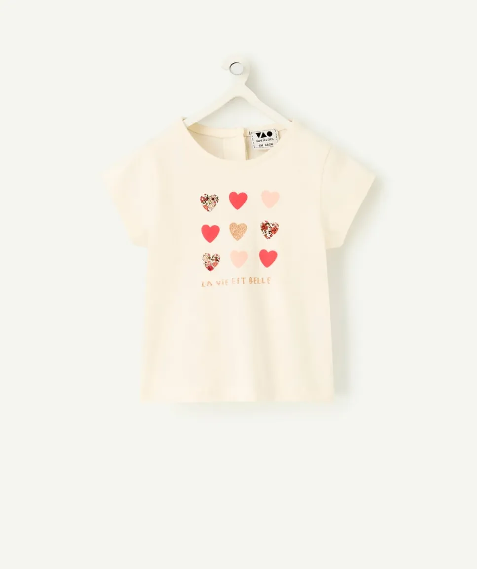 T-shirt bébé fille manches courtes imprimé cœur