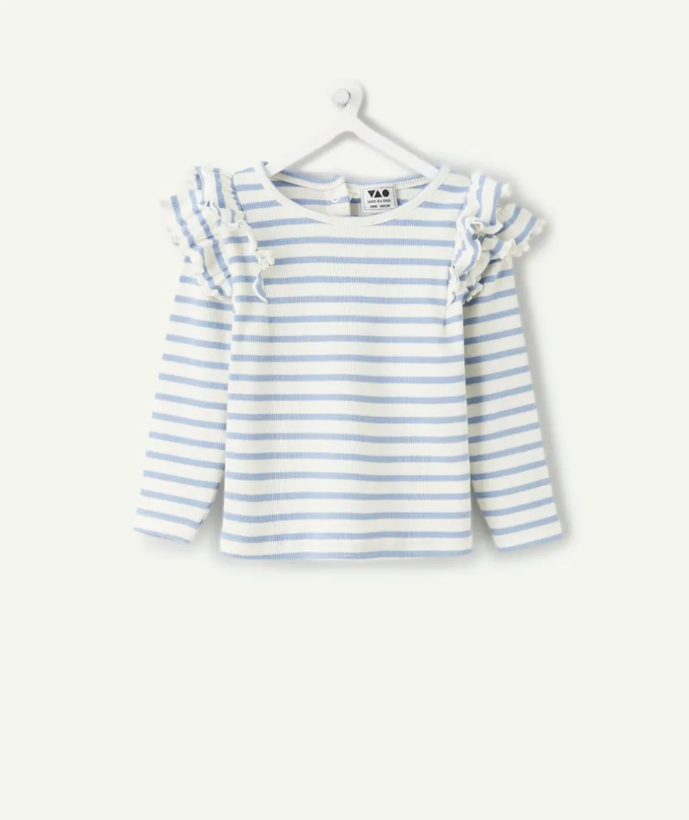 T-shirt bébé fille rayé à volants