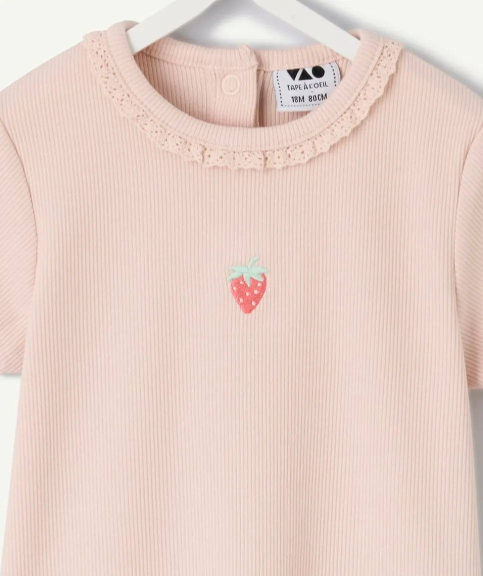 T-shirt bébé fille rose imprimé