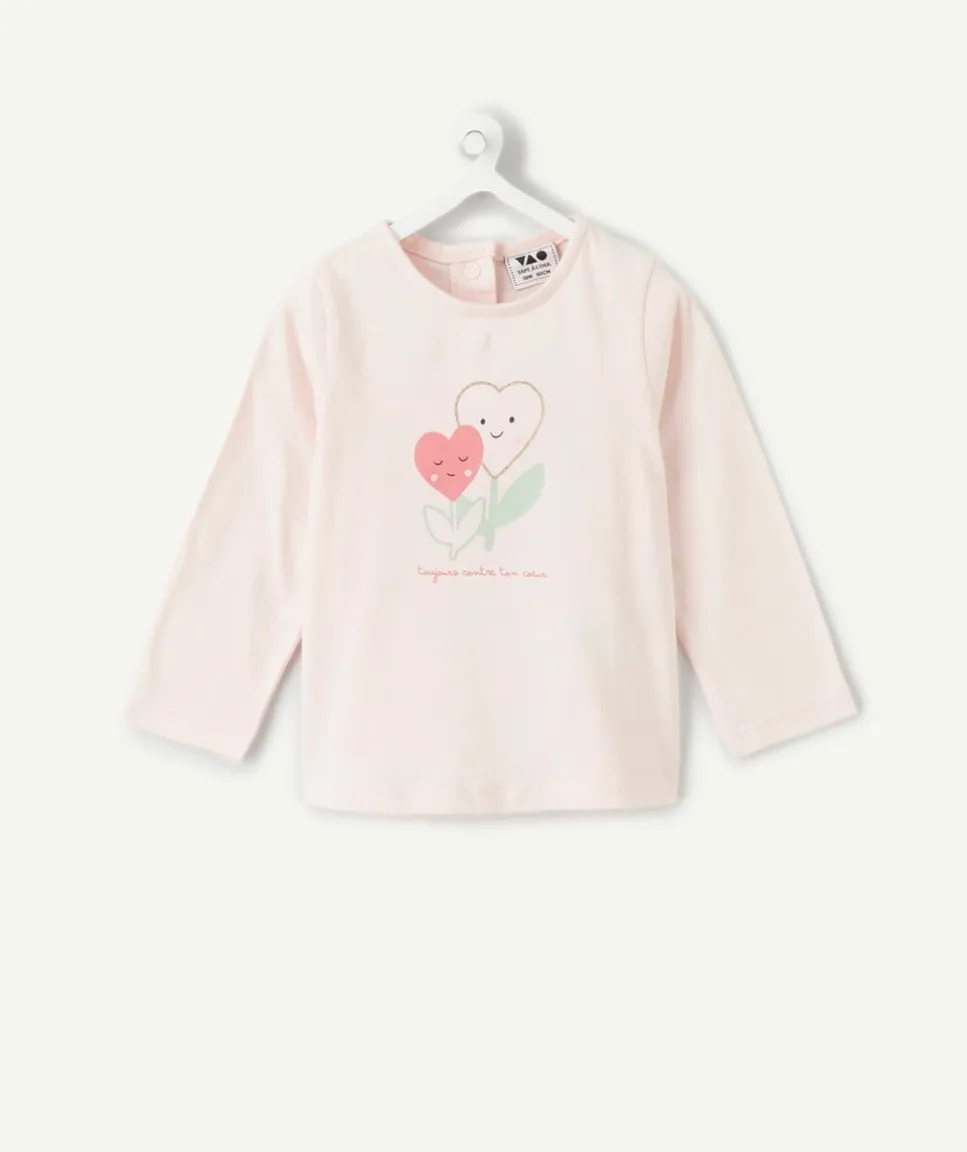 T-shirt bébé fille rose imprimé cœur