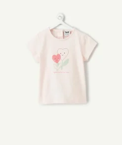 T-shirt bébé fille rose imprimé cœur