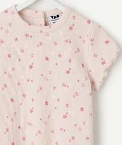 T-shirt bébé fille rose imprimé fleuri